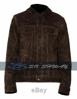 Men's Brown Suede Leather Jacket Rubber Soul Beatles John Lennon Vintage Biker