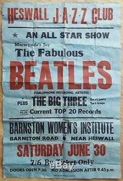 1962 THE BEATLES original concert poster (Heswall Jazz Club) John Lennon