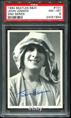 1964 Beatles 2nd Series PSA 8 John Lennon #101 Rookie Card Topps Black And White