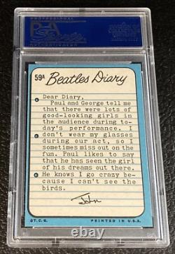 1964 Beatles Diary PSA 8 #59A Paul McCartney John Lennon Card Topps Ringo Starr