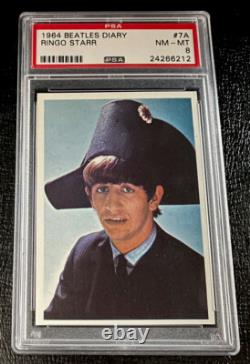 1964 Beatles Diary PSA 8 #7A Ringo Starr George Harrison John Lennon Card Topps