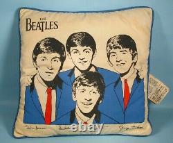 1964 Beatles Pillow with Tags John Lennon Paul McCartney George Harrison Ringo