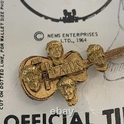 1964 NEMS Beatles Tie Tack Pin On Card John Lennon Paul George Ringo Rare