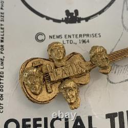 1964 NEMS Beatles Tie Tack Pin On Card John Lennon Paul George Ringo Rare