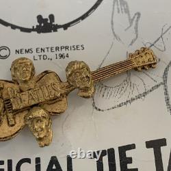 1964 NEMS Beatles Tie Tack Pin On Card John Lennon Paul George Ringo Rare