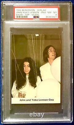 1969 JOHN LENNON YOKO ONO Trading Card Beatles Bergmann Verlag Top Stars PSA 8