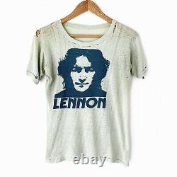 1970s John Lennon Vintage Band Shirt 70s The Beatles Thrashed RARE