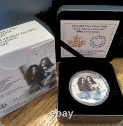 2019 Canada 1 oz Silver Proof Coin John Lennon The Beatles Give Peace a Chance