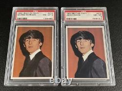 2 Card Lot 1964 Beatles Diary PSA 8 #21A George Harrison John Lennon Back Topps