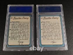 2 Card Lot 1964 Beatles Diary PSA 8 #21A George Harrison John Lennon Back Topps