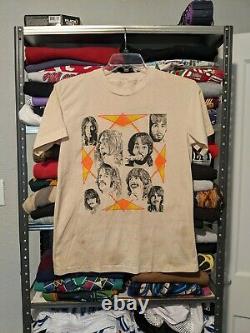 70s VINTAGE The Beatles Double Sided Band Tour Art John Lennon McCartney size M