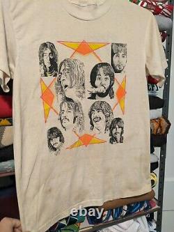 70s VINTAGE The Beatles Double Sided Band Tour Art John Lennon McCartney size M
