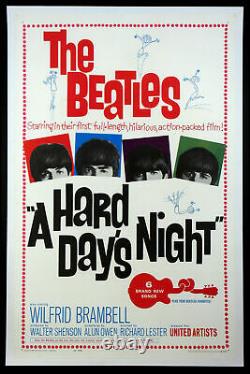 A HARD DAYS NIGHT THE BEATLES JOHN LENNON PAUL McCARTNEY 1964 1-SHEET LINENBACK