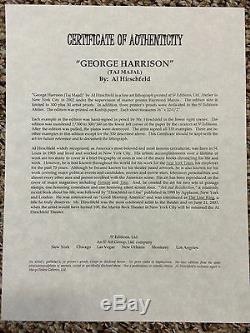 Al Hirschfeld Hand Signed THE BEATLES George Harrison Lithograph John Lennon COA