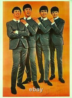 BEATLES 1964 ORIGINAL PROMO POSTER / JOHN LENNON / PAUL McCARTNEY / RINGO / EX