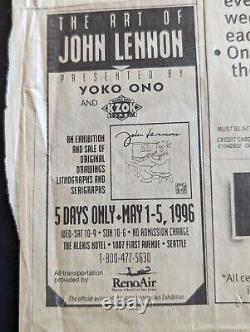 BEATLES JOHN LENNON Lithograph AUTHENTICATED'REVOLUTION' LYRICS 1996 BAG ONE