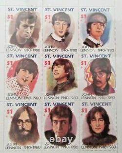 BEATLES JOHN LENNON withCOA Six New Stamp Sheets International Collectors Society