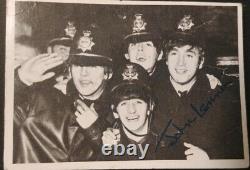 BEATLES Shadow Box Signed Pictures & 7 Pins John Lennon, Paul McCartney