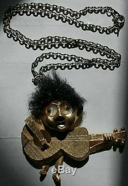 Beatles 1964 Necklace Pendant Figure & Chain John Lennon George Harrison Pan64