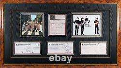 Beatles (4) Lennon, McCartney, Harrison & Starr Signed Framed Display BAS LOA