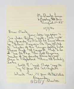 Beatles Charles Lennon Signed Autograph Handwritten Letter (John's Uncle)