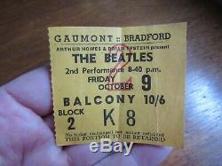 Beatles Concert Ticket Stub Bradford October 9 1964 John Lennon 24th Birthday