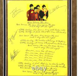 Beatles Here Comes The Sun Lyrics Signed Lennon McCartney Harrison Starr