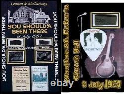 Beatles JOHN LENNON PAUL McCARTNEY Worn Clothing Display +Wood Stage Piece + FDC
