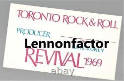 Beatles John Lennon 1969 TORONTO ROCK & ROLL REVIVAL PRODUCERS PASS Real One