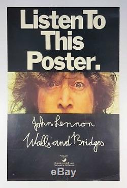 Beatles John Lennon 1974 Walls And Bridges Listen To This Apple UK Promo Poster