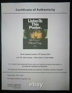 Beatles John Lennon 1974 Walls And Bridges Listen To This Poster Apple Records