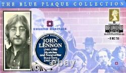 Beatles John Lennon 2000 BLUE PLAQUE Heritage Envelope + Magnet + Guitar Pick