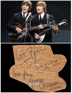 Beatles John Lennon & George Harrison SIGNED Sheet with Vintage 1963 Signatures