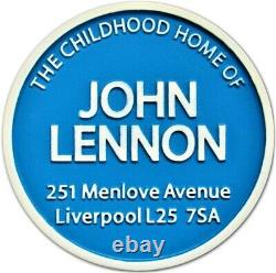 Beatles John Lennon Mendips Home 2000 BLUE PLAQUE Piece Plaque + Blue Magnet