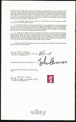 Beatles John Lennon & Neil Aspinall Signed 1968 Publishing Contract BAS #A86831