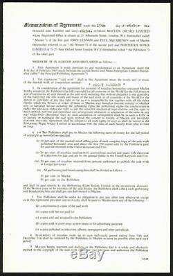 Beatles John Lennon & Neil Aspinall Signed 1968 Publishing Contract BAS #A86831