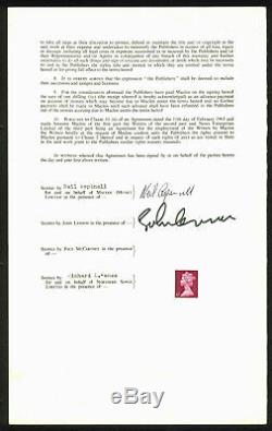 Beatles John Lennon & Neil Aspinall Signed 1968 Publishing Contract BAS #A86832