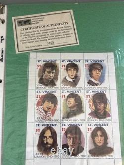 Beatles John Lennon Official ICS Stamp Binder Chad Tanzania Worldwide MNH COAs