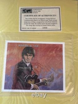 Beatles John Lennon Official ICS Stamp Binder Chad Tanzania Worldwide MNH COAs Beatles John Lennon Official ICS Stamp Binder Chad Tanzania Worldwide MNH COAs