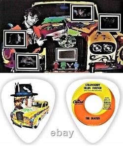 Beatles John Lennon Owned Clothing Psychedelic Rolls Royce Display + Guitar Pick