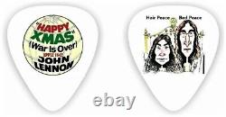 Beatles John Lennon Real Worn Clothing Mini Peace Guitar Display +FDC + Pick #3