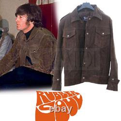 Beatles John Lennon Rubber Soul Inspired Brown Suede Leather Jacket by Suzahdi