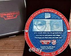 Beatles John Lennon STRAWBERRY FIELD GROUPING Worn Clothing Brick Coin Plaque ++