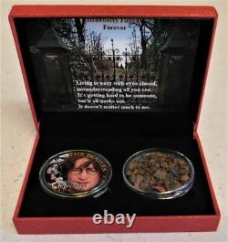 Beatles John Lennon STRAWBERRY FIELD GROUPING Worn Clothing Brick Coin Plaque ++