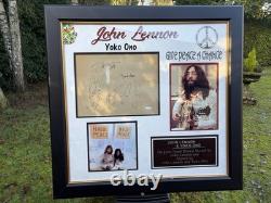 Beatles John Lennon Secretarial Drawing 1979 Decorative Item Framed Certificate