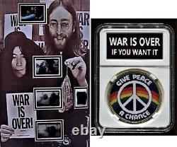 Beatles John Lennon Worn Clothing WAR IS OVER Film Display + Gold Coin