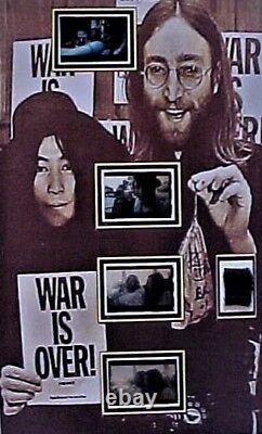 Beatles John Lennon Worn Clothing WAR IS OVER Film Display + Gold Coin