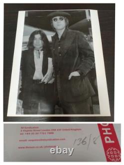 Beatles John Lennon & Yoko Arrival Heathrow 1971 The Sun Photosales vintage
