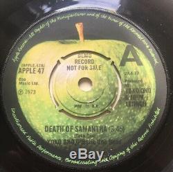 Beatles John Lennon Yoko Ono Death Of Samantha Demo Promo UK Apple 1973