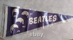 Beatles Pennant George Paul Ringo Starr John Lennon Full Size Vintage Purple